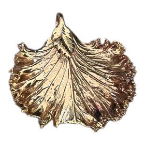 Ruffled Leaf Pendant Dipped‎ In Gold Ruffled Width 1” X Length 1 1/16”